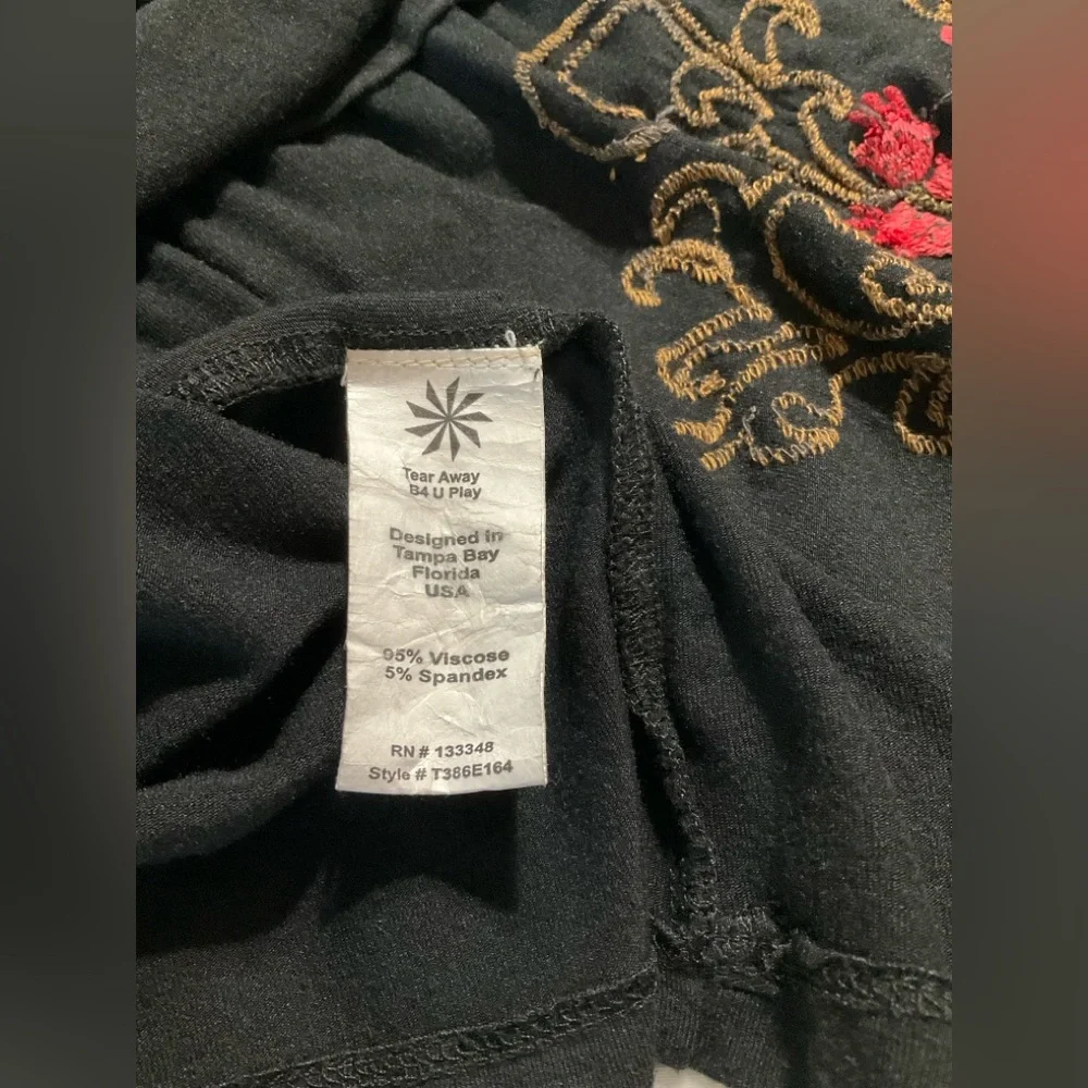 ATHLETA Black Jersey Dress w/Roses - Picture 9 of 11